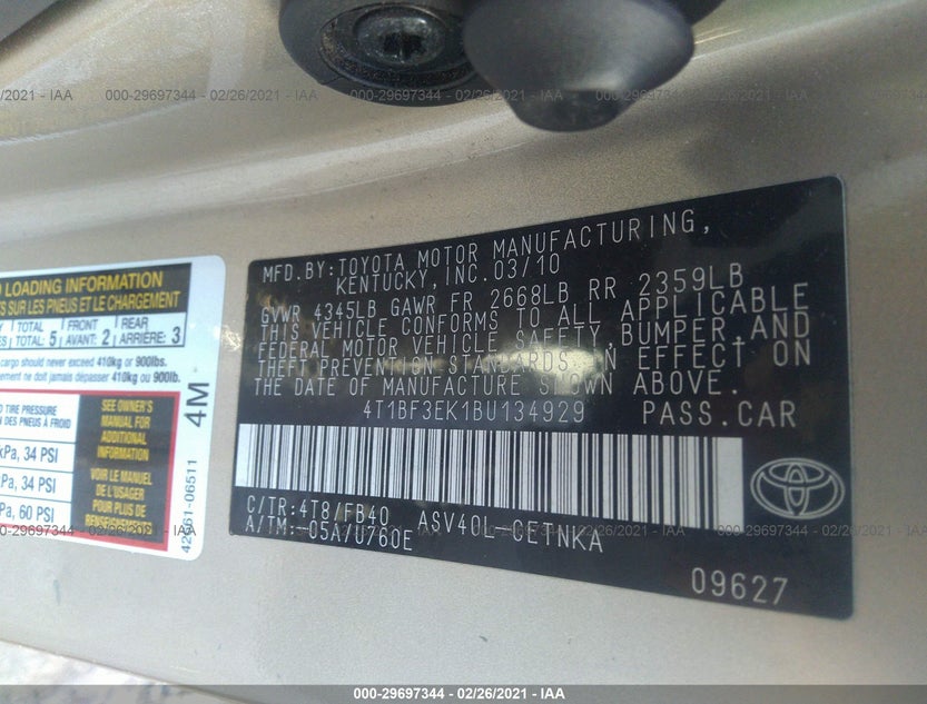 4T1BF3EK1BU134929