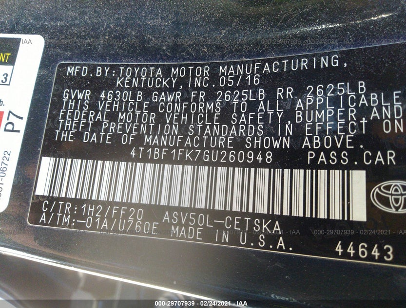 4T1BF1FK7GU260948
