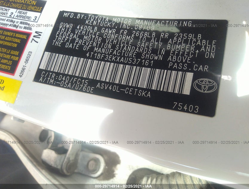 4T1BF3EKXAU537161