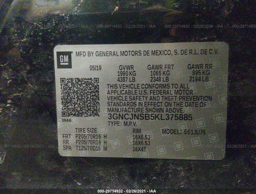 3GNCJNSB5KL375885
