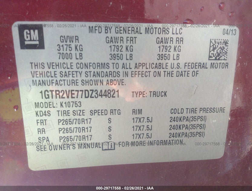 1GTR2VE77DZ344821