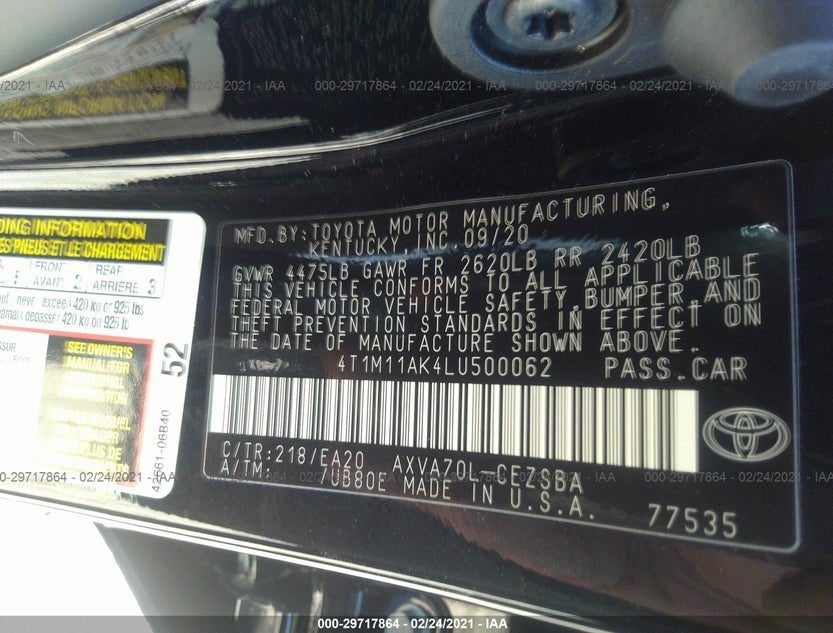 4T1M11AK4LU500062