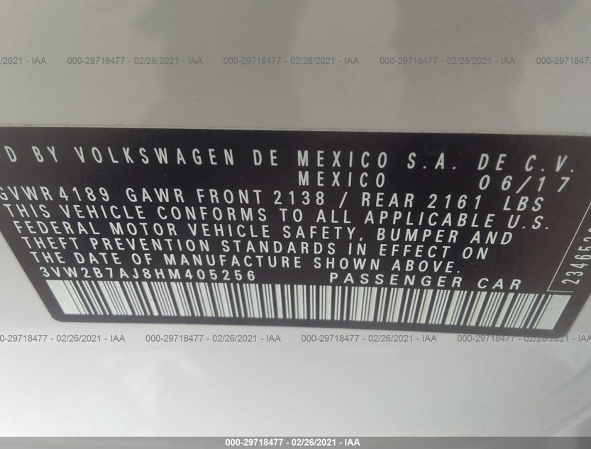 3VW2B7AJ8HM405256