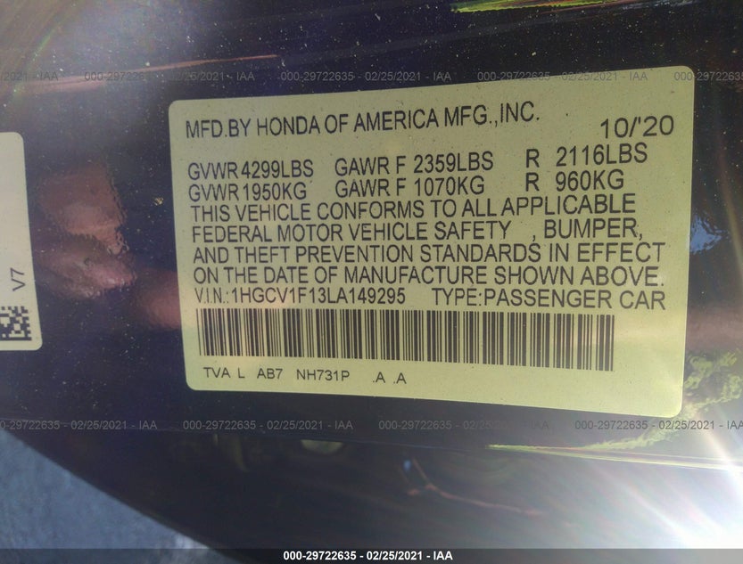 1HGCV1F13LA149295