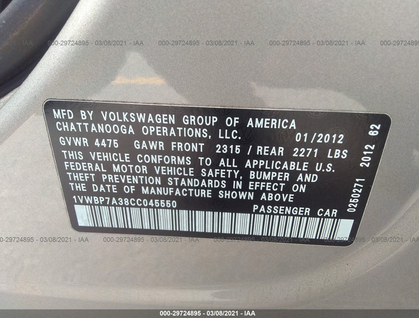 1VWBP7A38CC045550