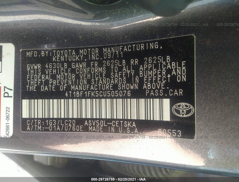 4T1BF1FK5CU505076