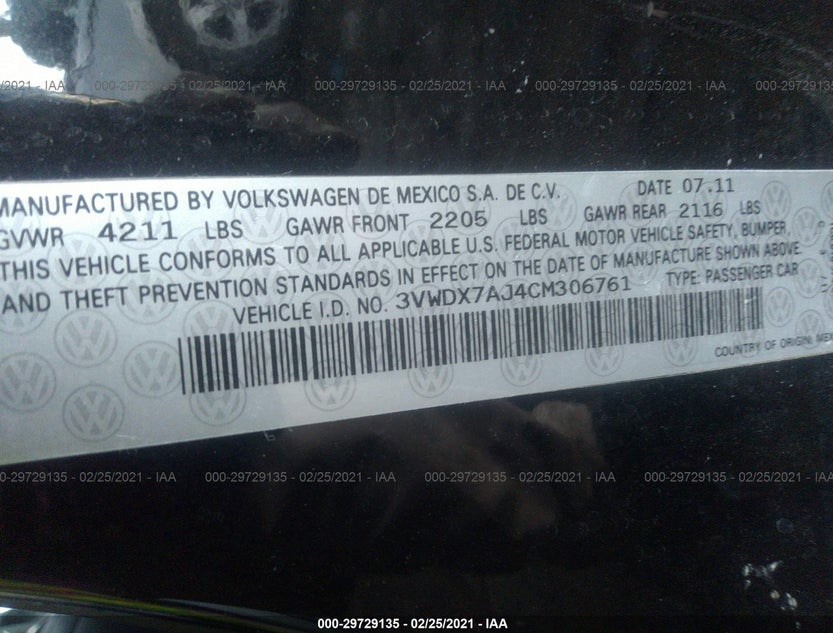 3VWDX7AJ4CM306761