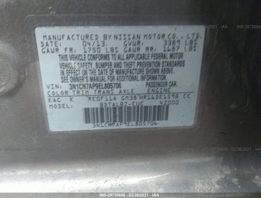 3N1CN7AP9EL805706