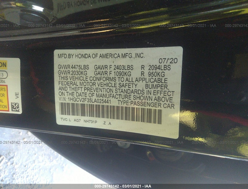 1HGCV2F35LA025441