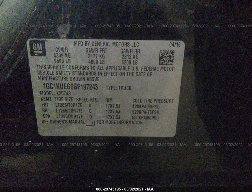 1GC1KUEG6GF197243