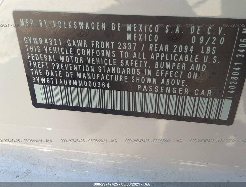 3VW6T7AU9MM000364