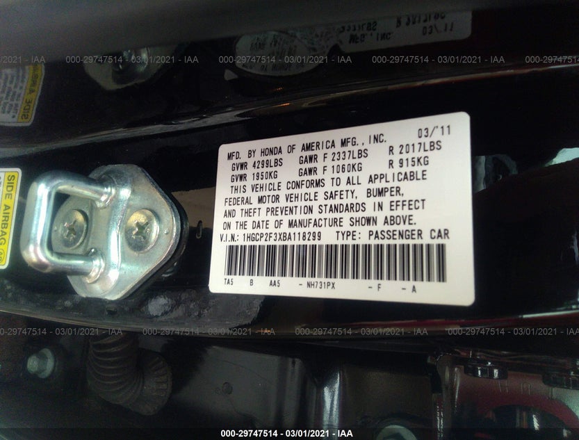 1HGCP2F3XBA118299