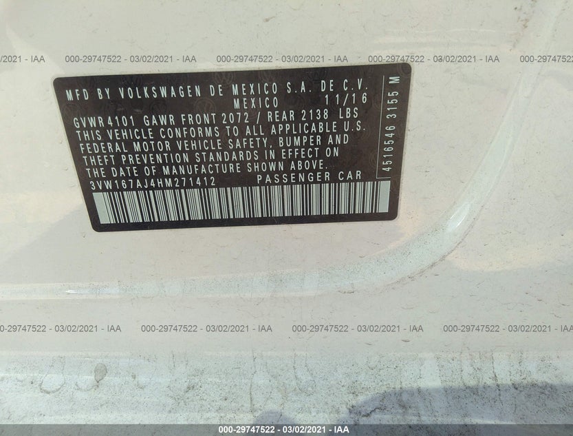 3VW167AJ4HM271412