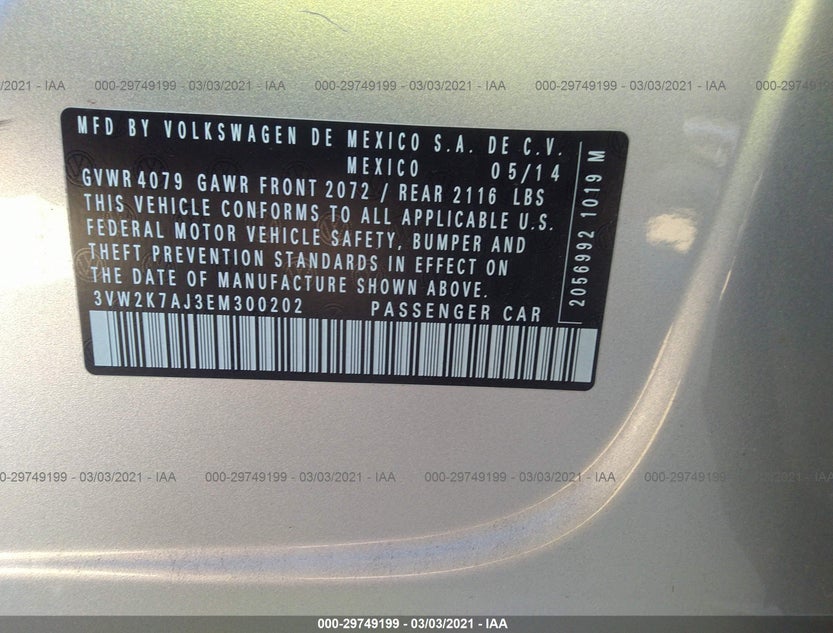 3VW2K7AJ3EM300202