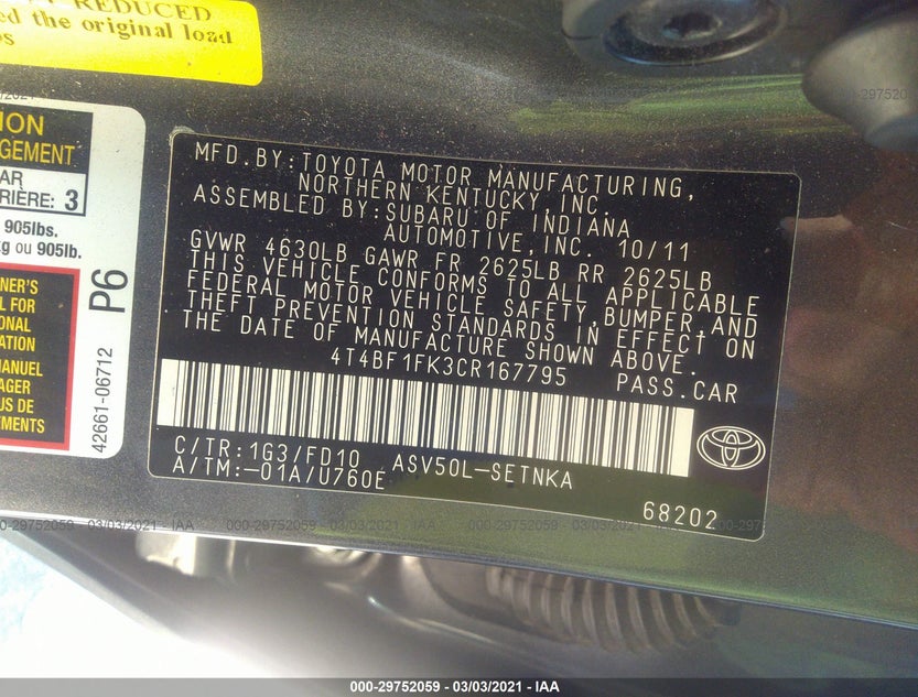 4T4BF1FK3CR167795