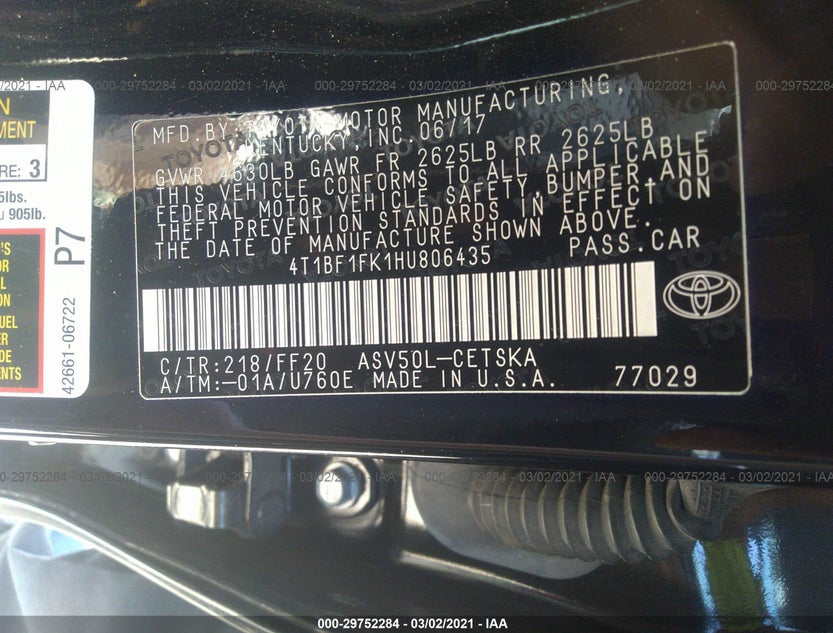 4T1BF1FK1HU806435