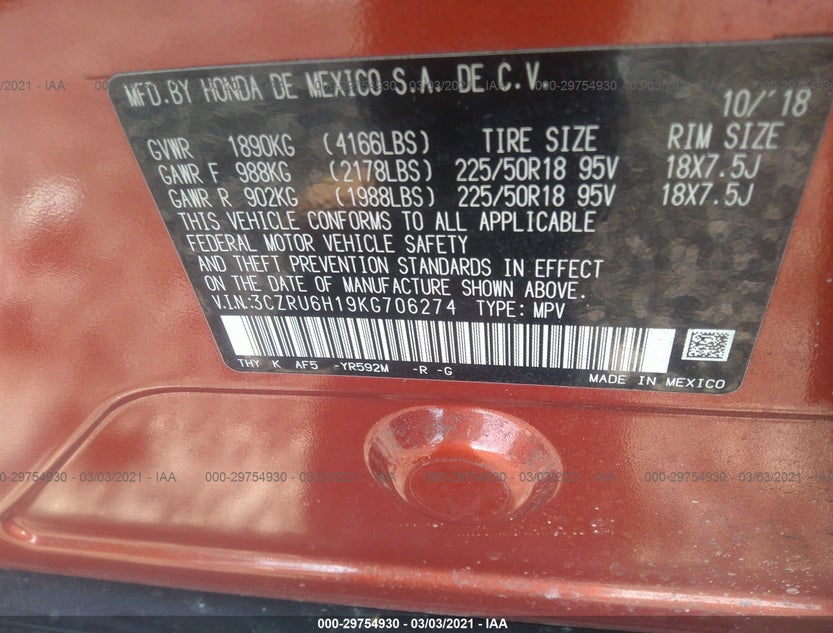 3CZRU6H19KG706274