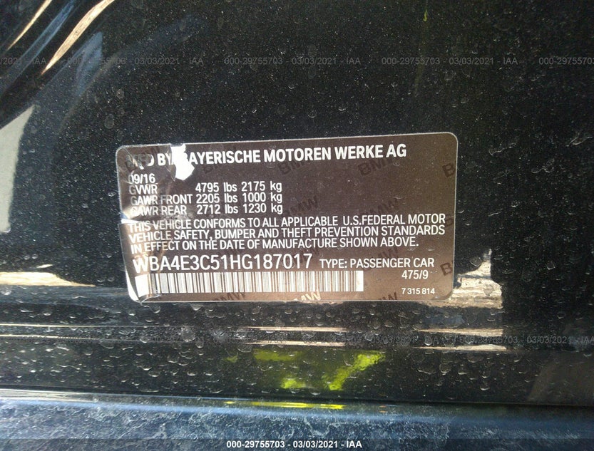 WBA4E3C51HG187017