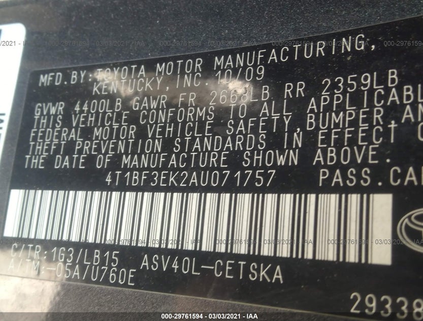 4T1BF3EK2AU071757