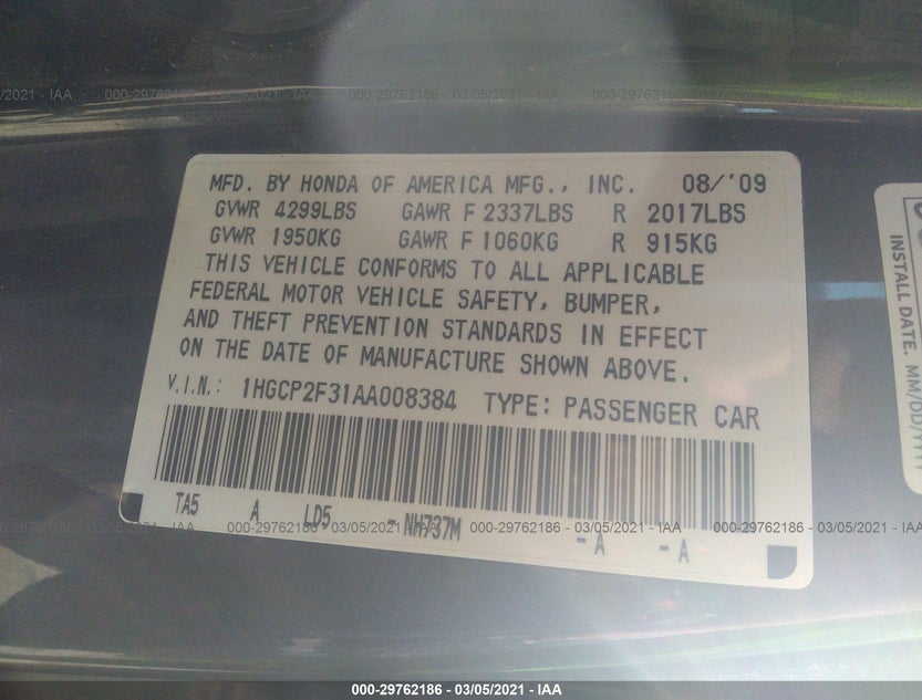 1HGCP2F31AA008384