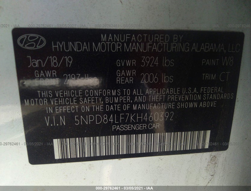 5NPD84LF7KH460392