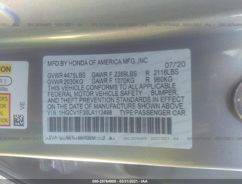 1HGCV1F30LA113498