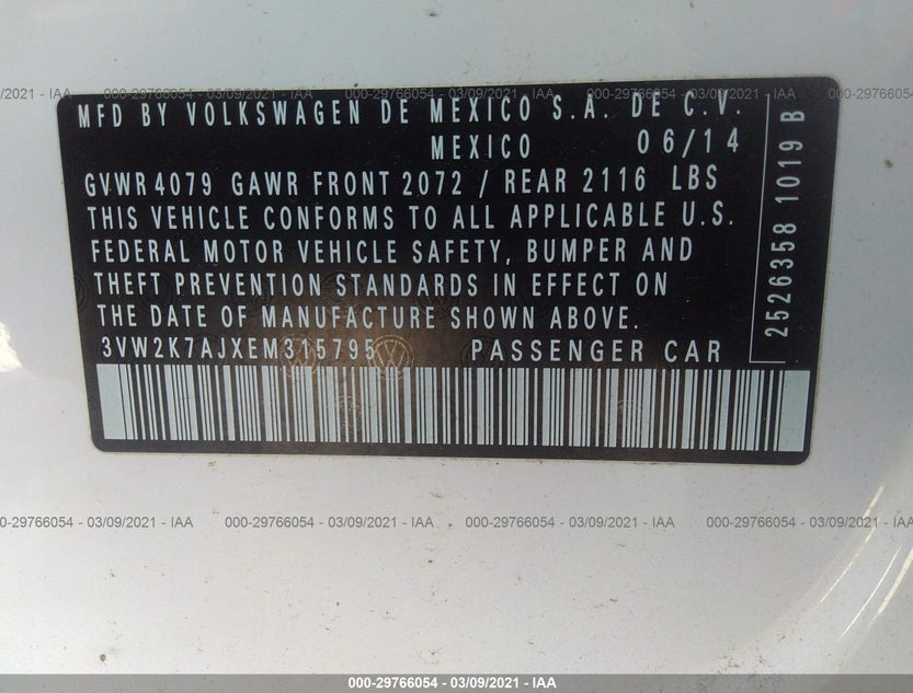 3VW2K7AJXEM315795