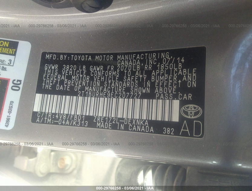 2T1BURHE9EC207727