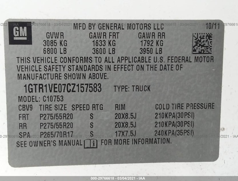 1GTR1VE07CZ157583