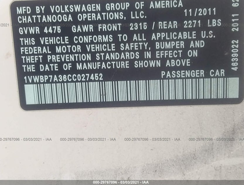 1VWBP7A36CC027452