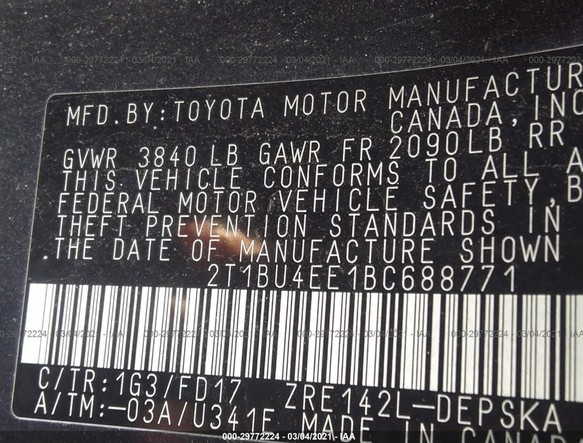 2T1BU4EE1BC688771