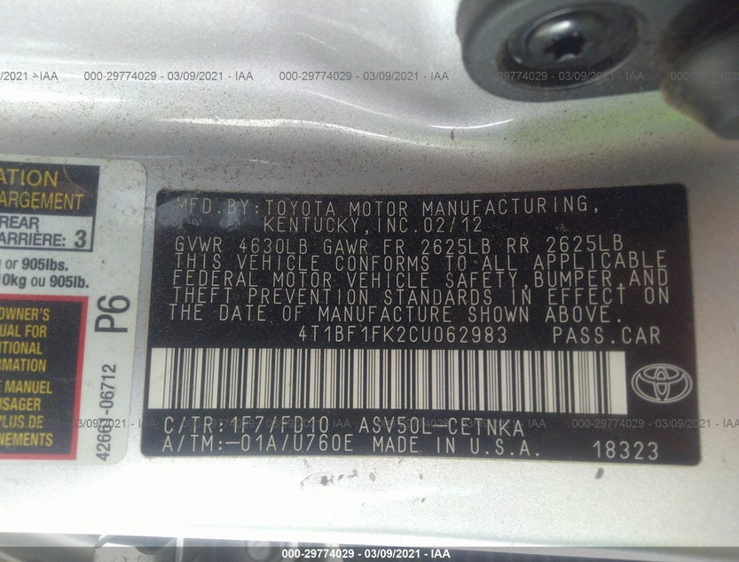 4T1BF1FK2CU062983