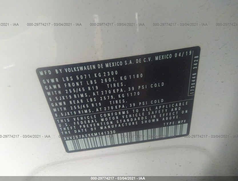 3VV2B7AXXKM141330