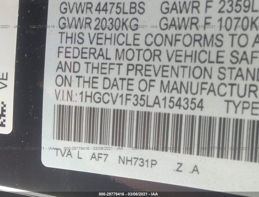1HGCV1F35LA154354