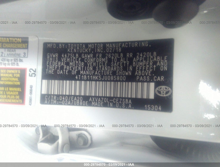4T1B11HK5JU085800