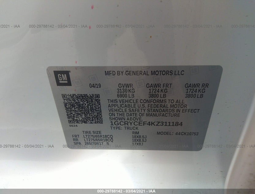 1GCRYCEF4KZ311184