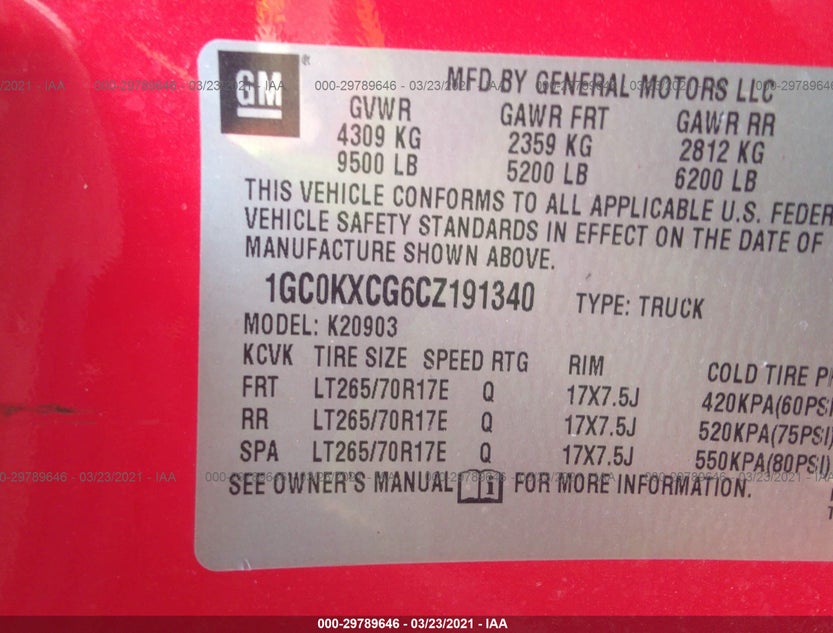 1GC0KXCG6CZ191340