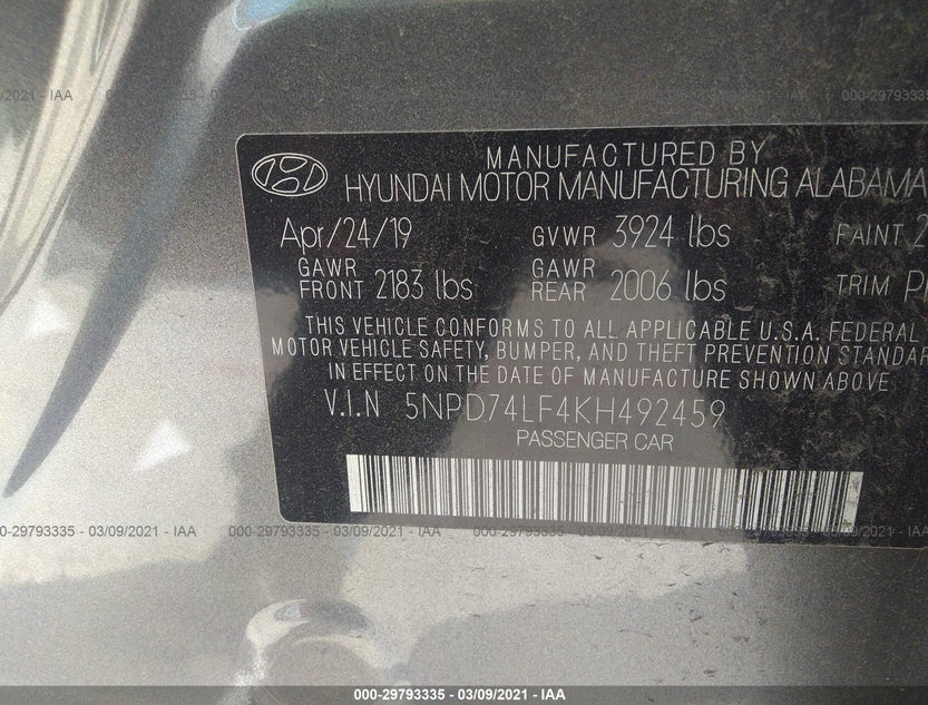 5NPD74LF4KH492459