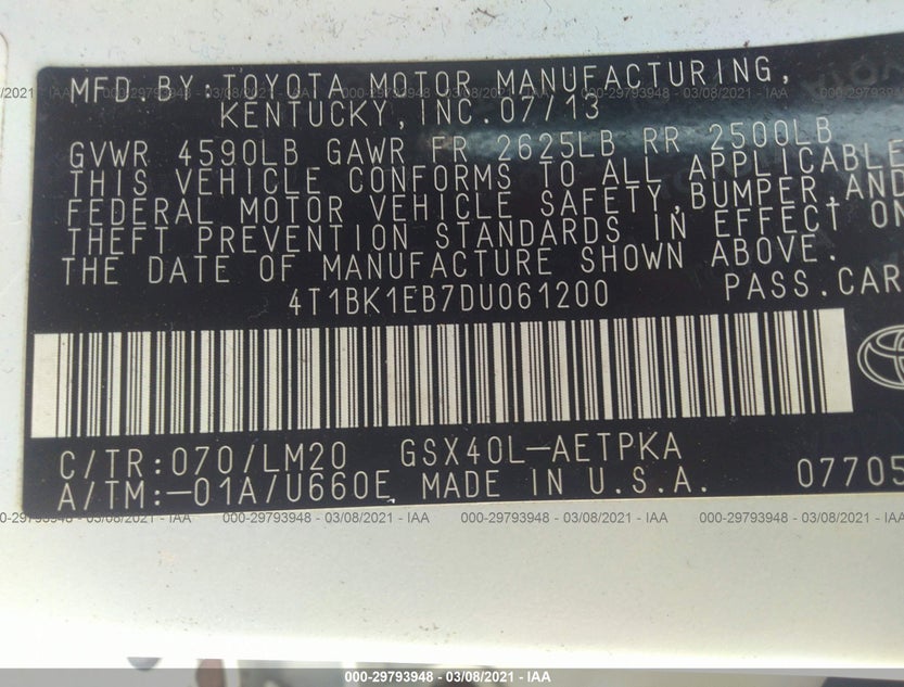 4T1BK1EB7DU061200