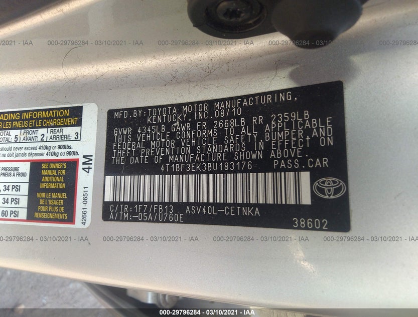 4T1BF3EK3BU183176