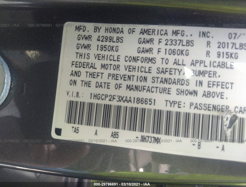 1HGCP2F3XAA186651