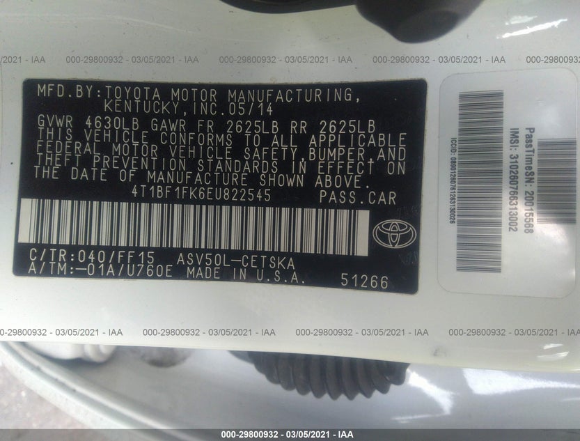 4T1BF1FK6EU822545
