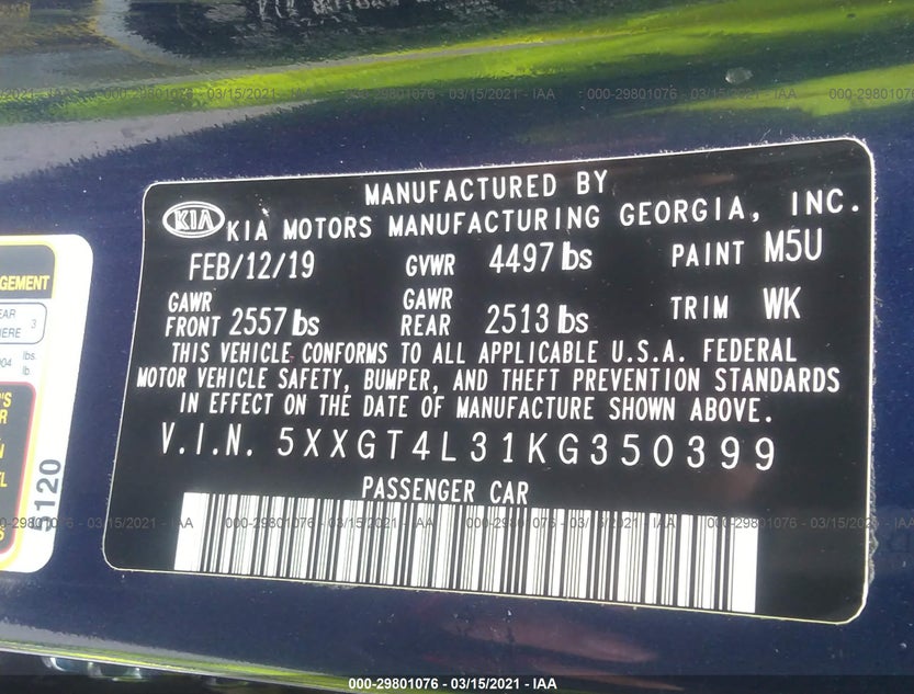5XXGT4L31KG350399