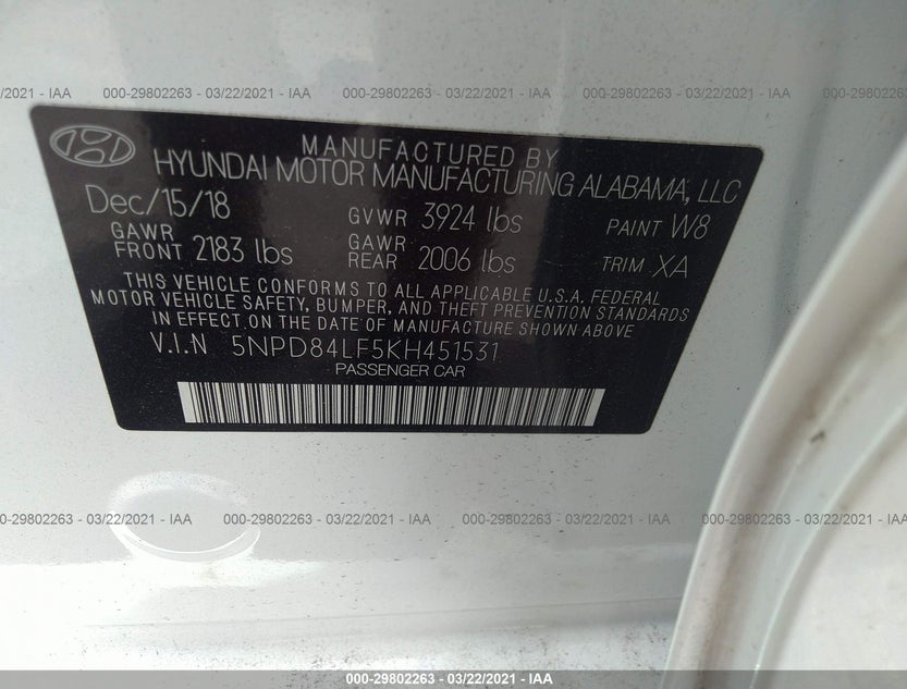 5NPD84LF5KH451531