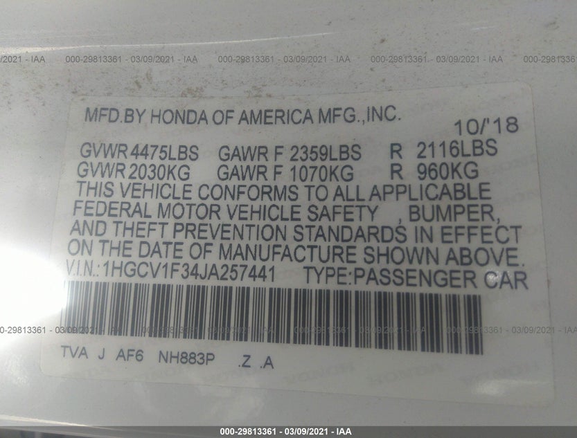 1HGCV1F34JA257441