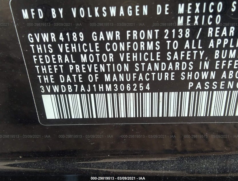 3VWDB7AJ1HM306254