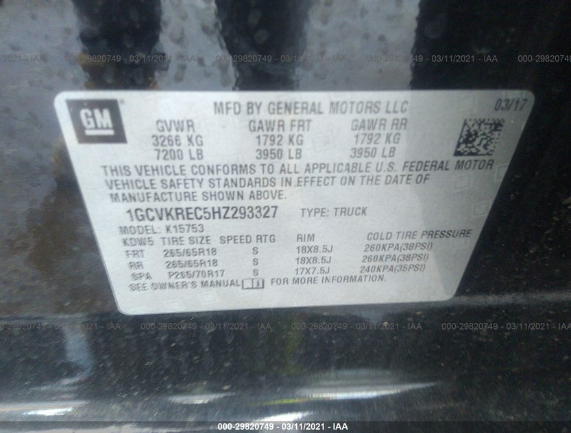 1GCVKREC5HZ293327