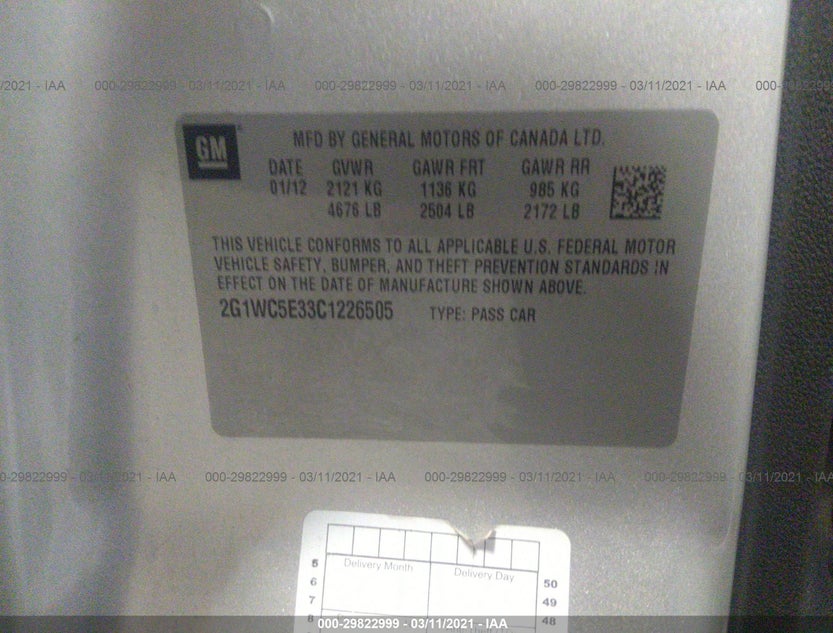 2G1WC5E33C1226505