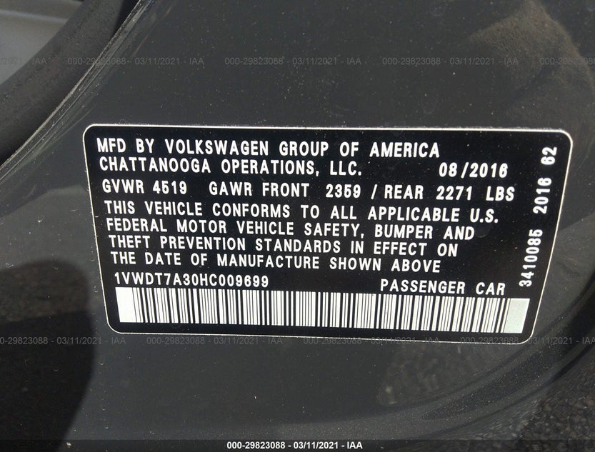 1VWDT7A30HC009699
