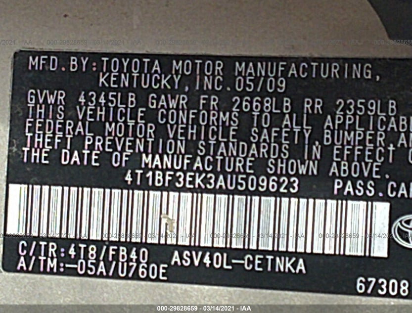 4T1BF3EK3AU509623